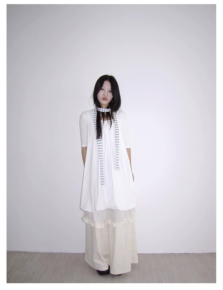 Layered White Slip Midi Dress
