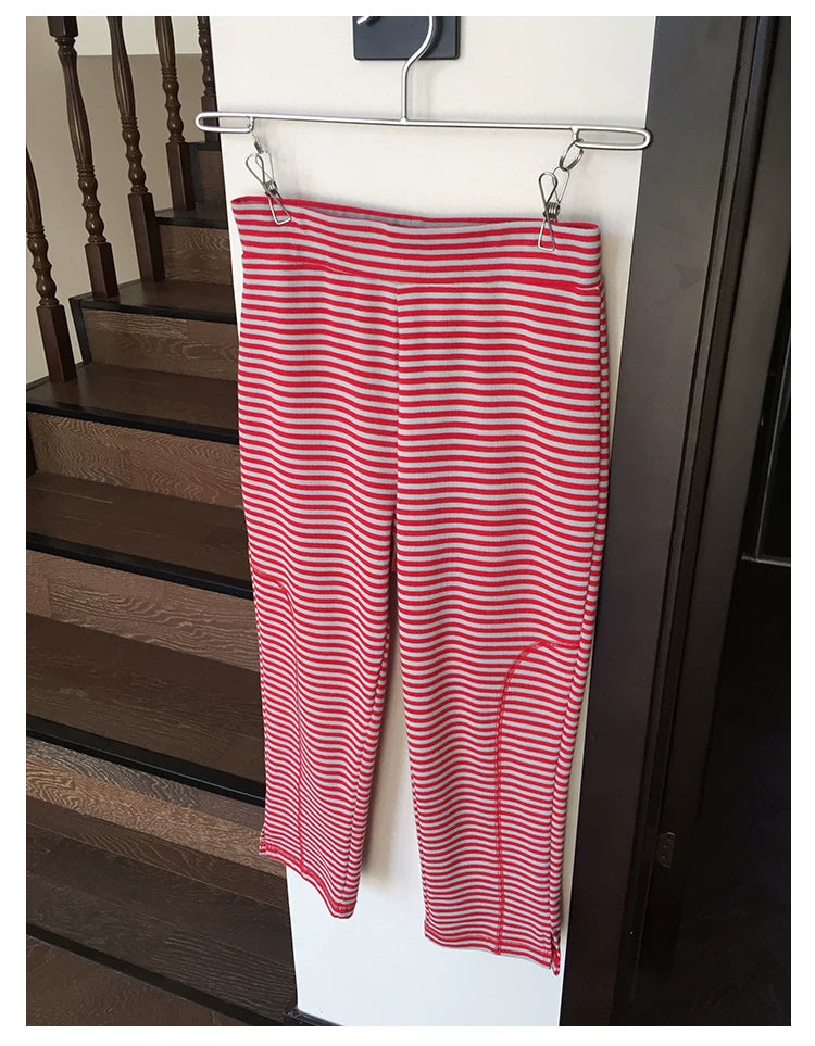 Red Stripe Knit Shorts