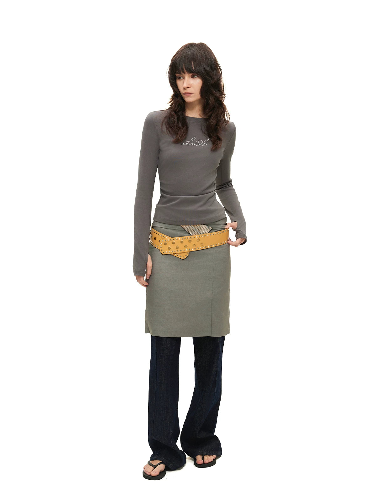 Crystal Letter Ruched Top