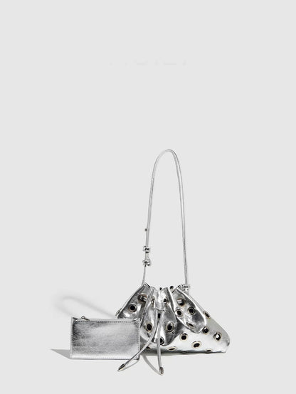 Eyelet Studded Drawstring Shoulder Bag product photo