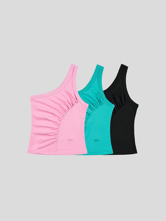 Ruched One-Shoulder Camisole Top
