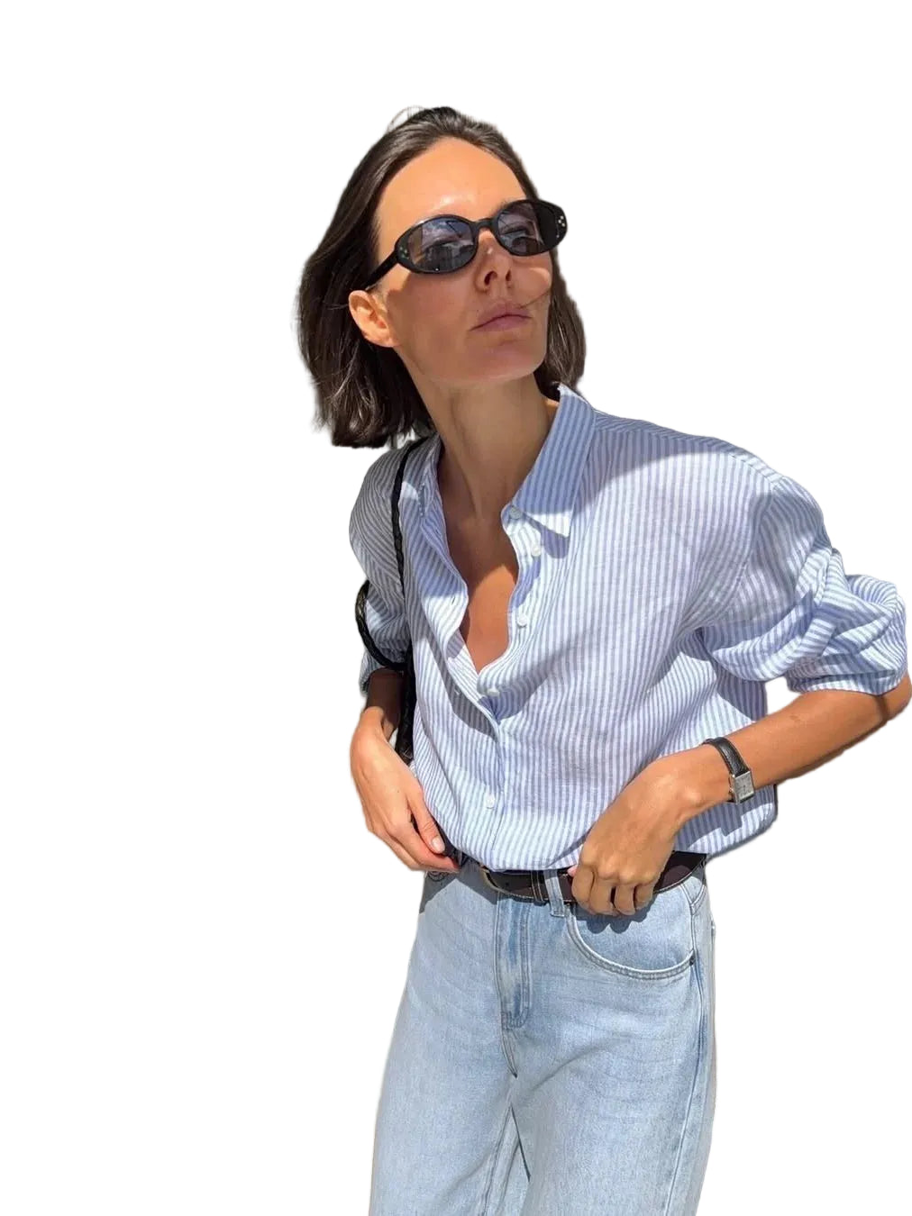 Striped Shirt & Straight-Leg Jeans Casual Separates