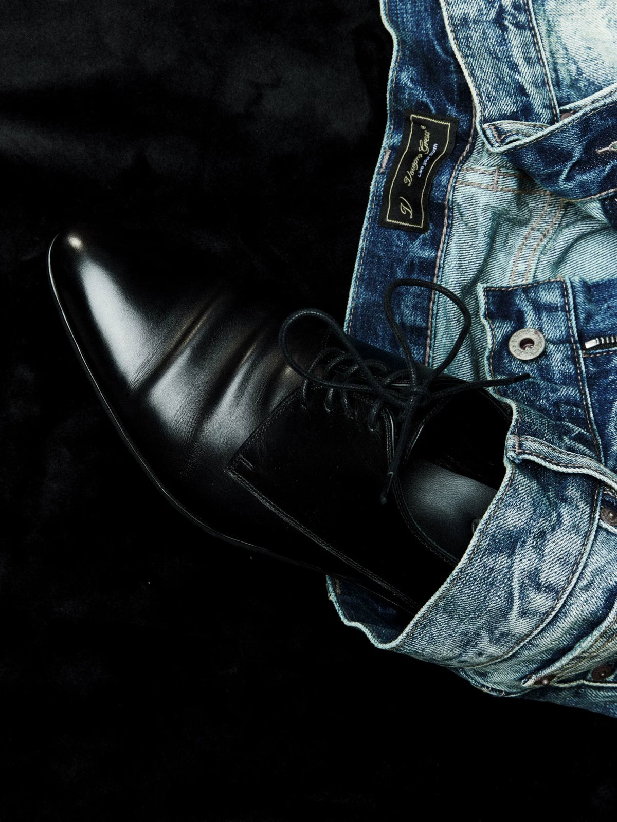 VOWPROGRESS Italian Calfskin Wrinkle Derby Shoes