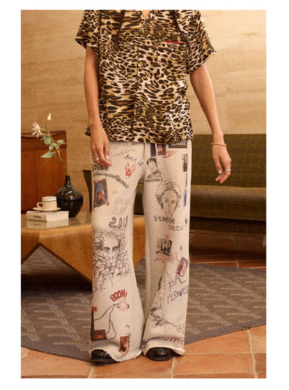Printed Knit Straight-Leg Sweatpants