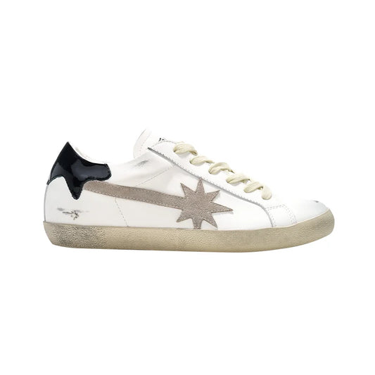 white hand-distressed Black-Tail Meteor flat shoes