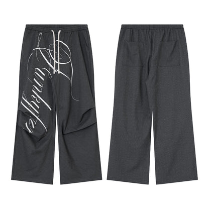 Hand Drawn Print Wide Leg Trousers