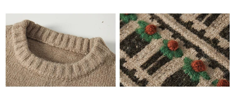 Fair Isle Striped Crew-Neck Sweater