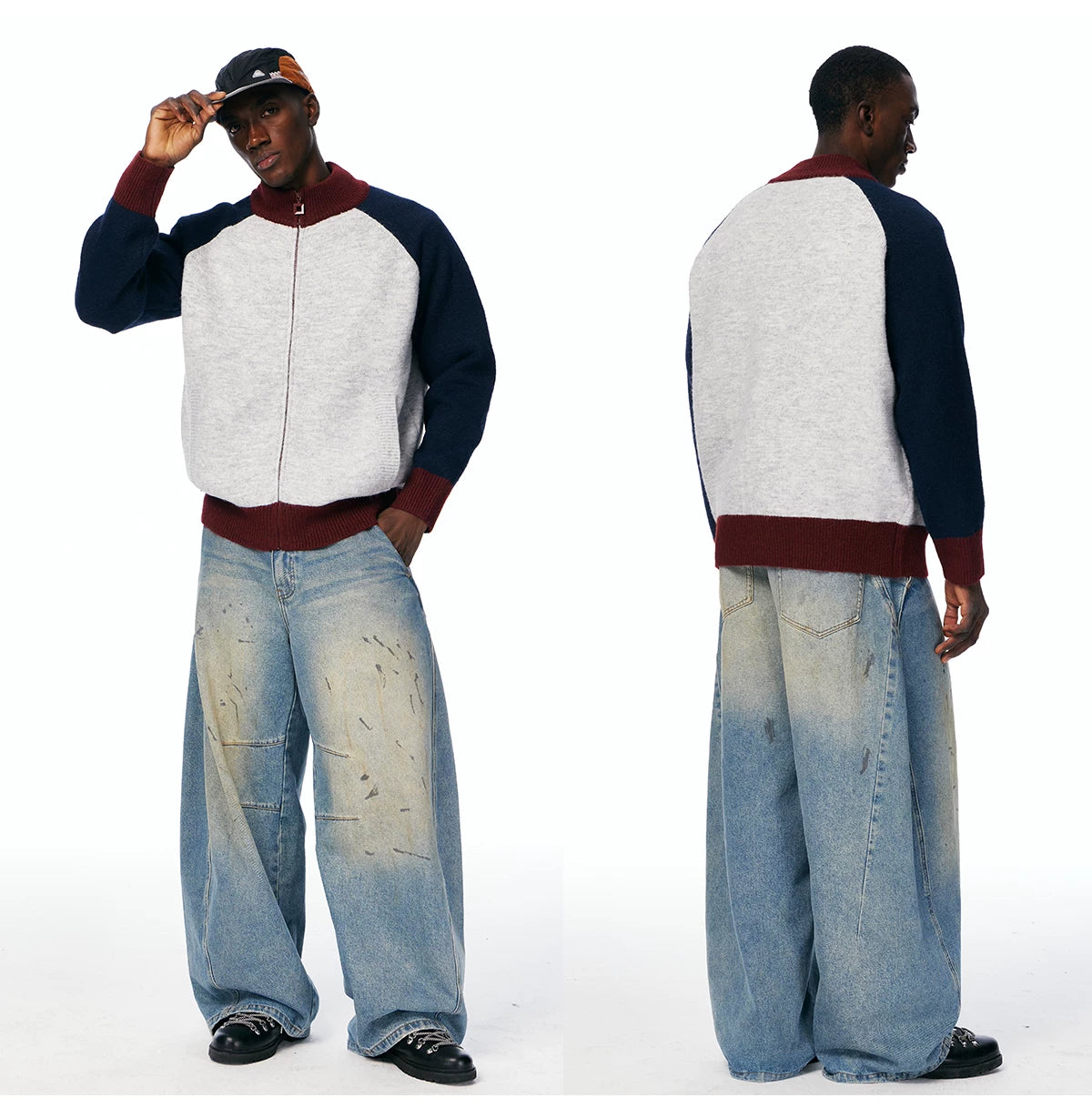 Men's Color-Block Zip Knit Cardigan product photo