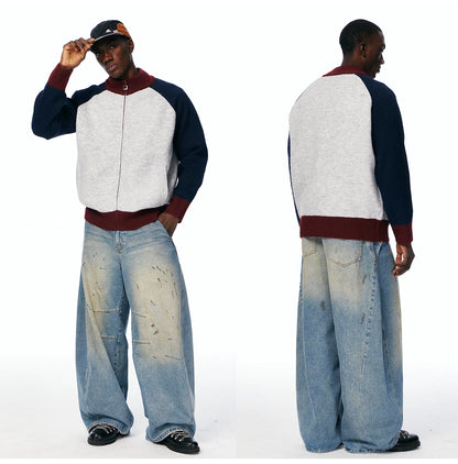 Men's Color-Block Zip Knit Cardigan product photo