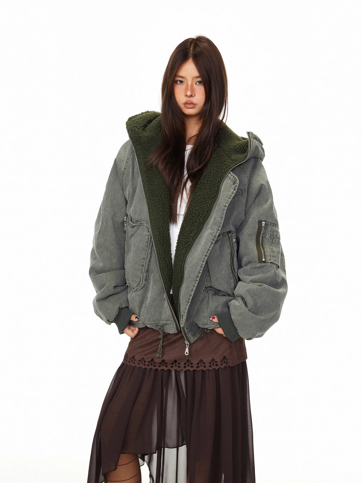 Hooded Fleece Lined Utility Jacket product photo
