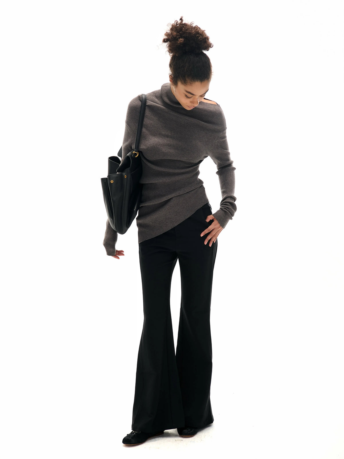 Textured Asymmetric Knit Sweater product view