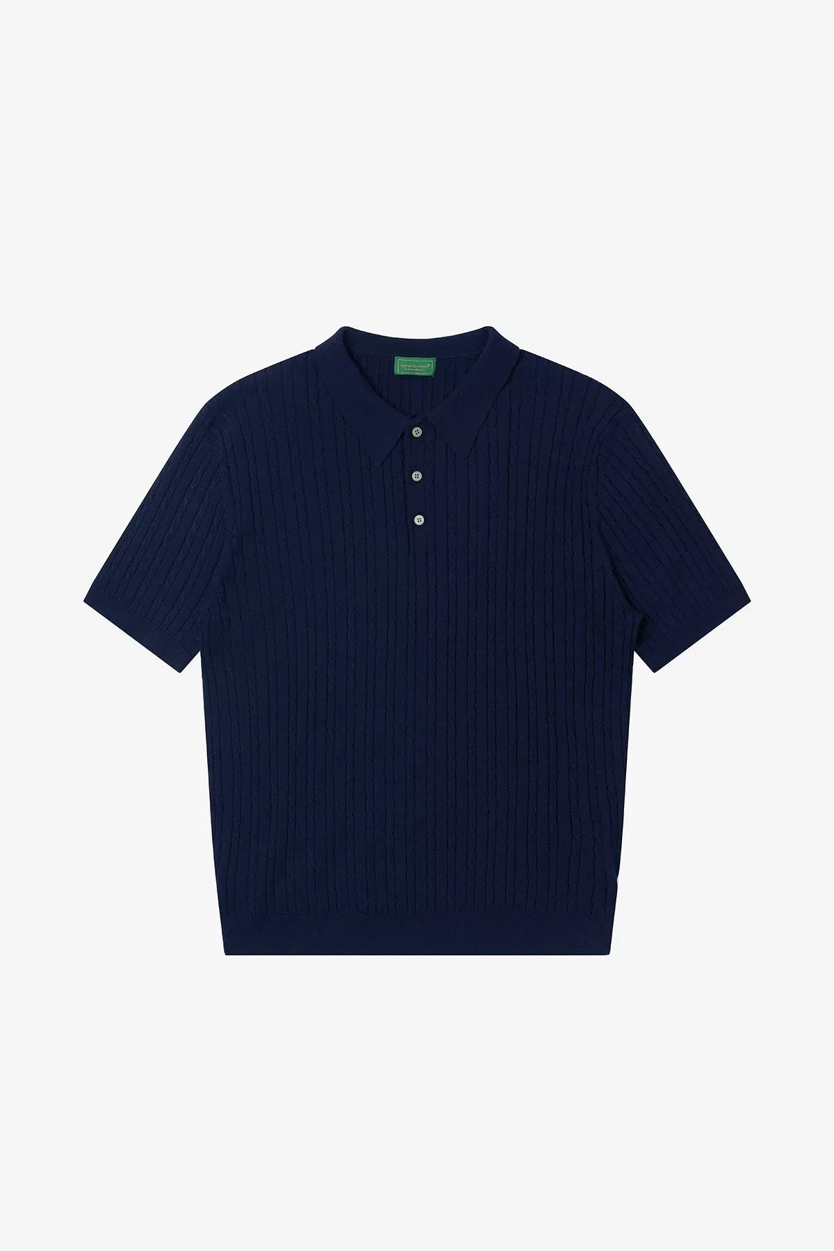 Relaxed Wool-Blend Cable Knit Polo Shirt