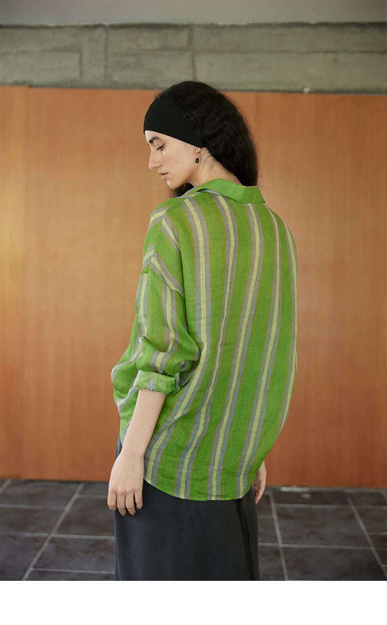 MOOFEEL Sheer Striped Ramie Shirt