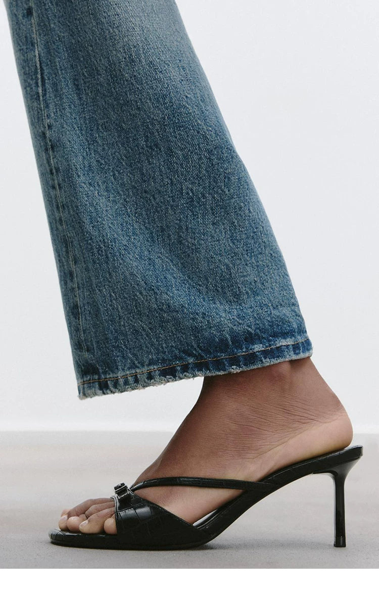 Women's High-Heel Single Strap Mule Sandals