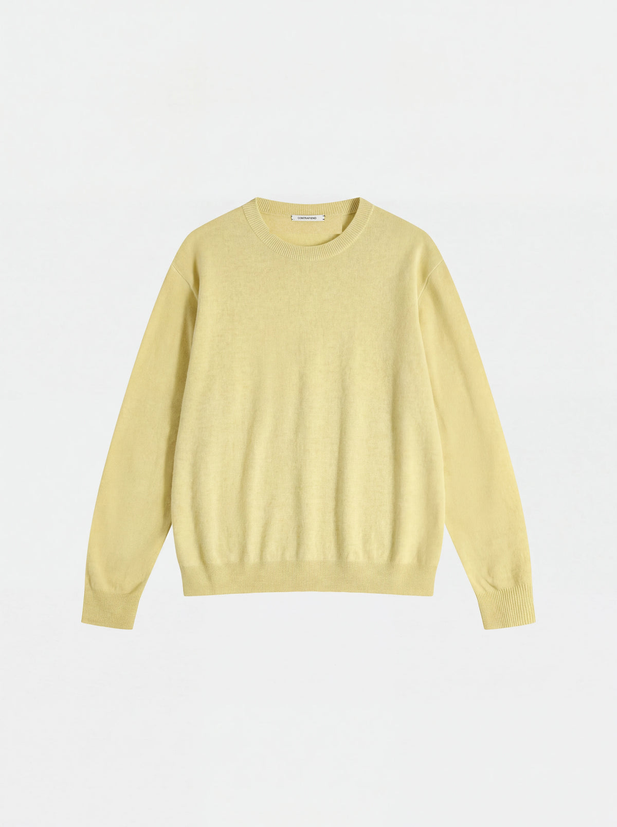 Wool cashmere crewneck sweater, light yellow crewneck sweater product view