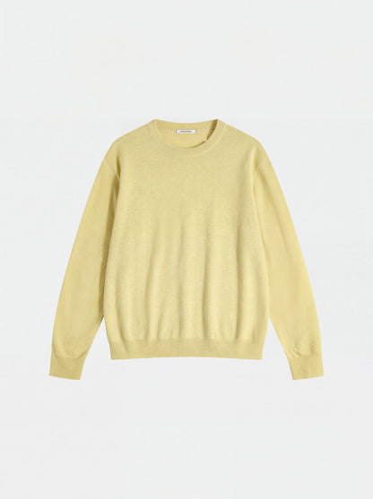 Wool cashmere crewneck sweater, light yellow crewneck sweater product view