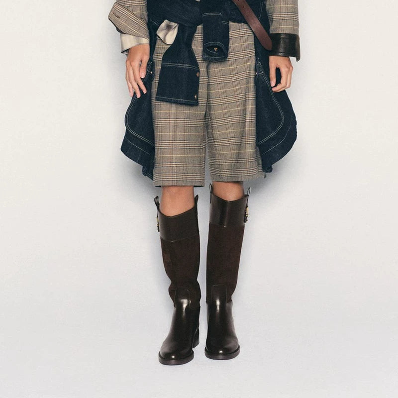 Women's Round Toe Block Heel Knee-High Boots