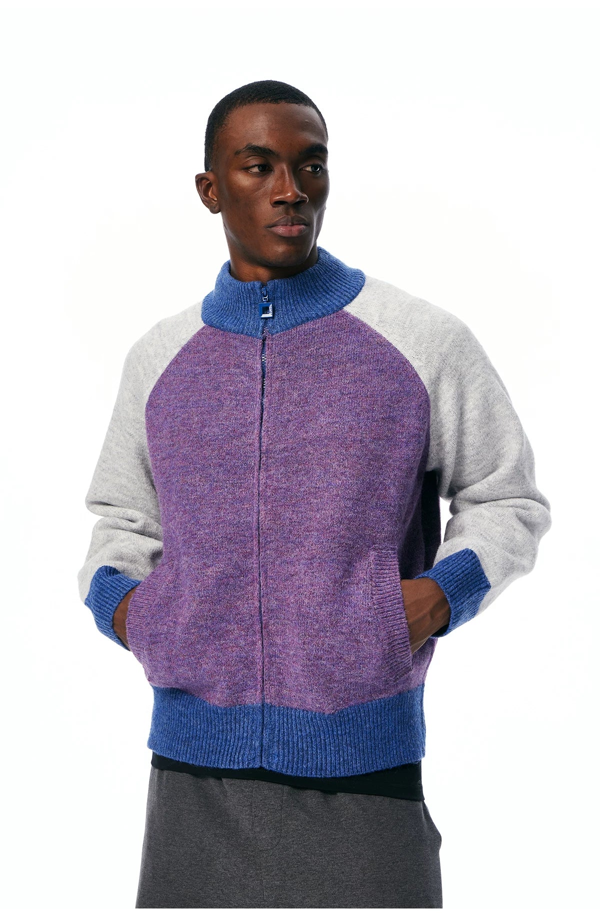 Men's Color-Block Zip Knit Cardigan product photo