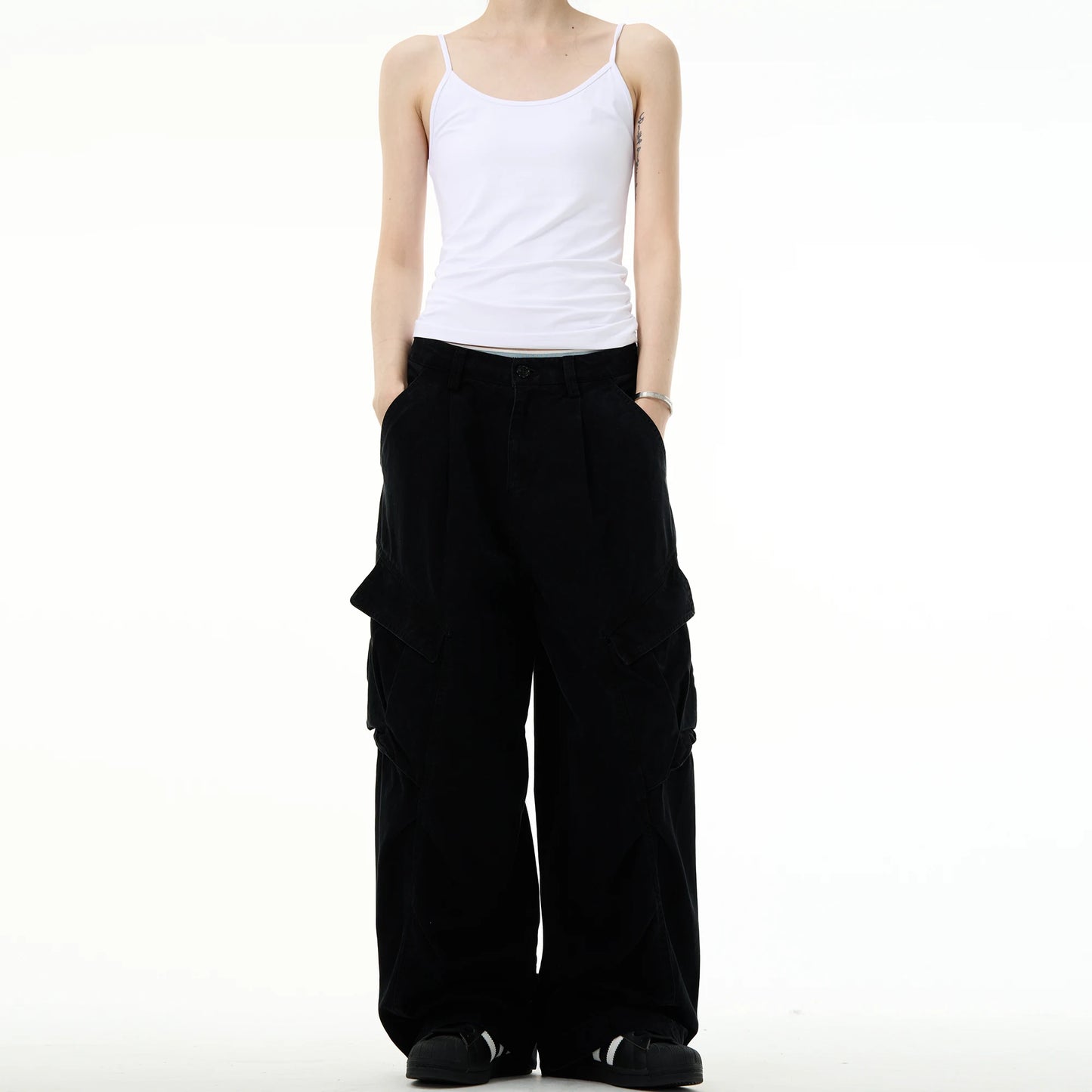 Deconstructed Cargo Wide-Leg Pants