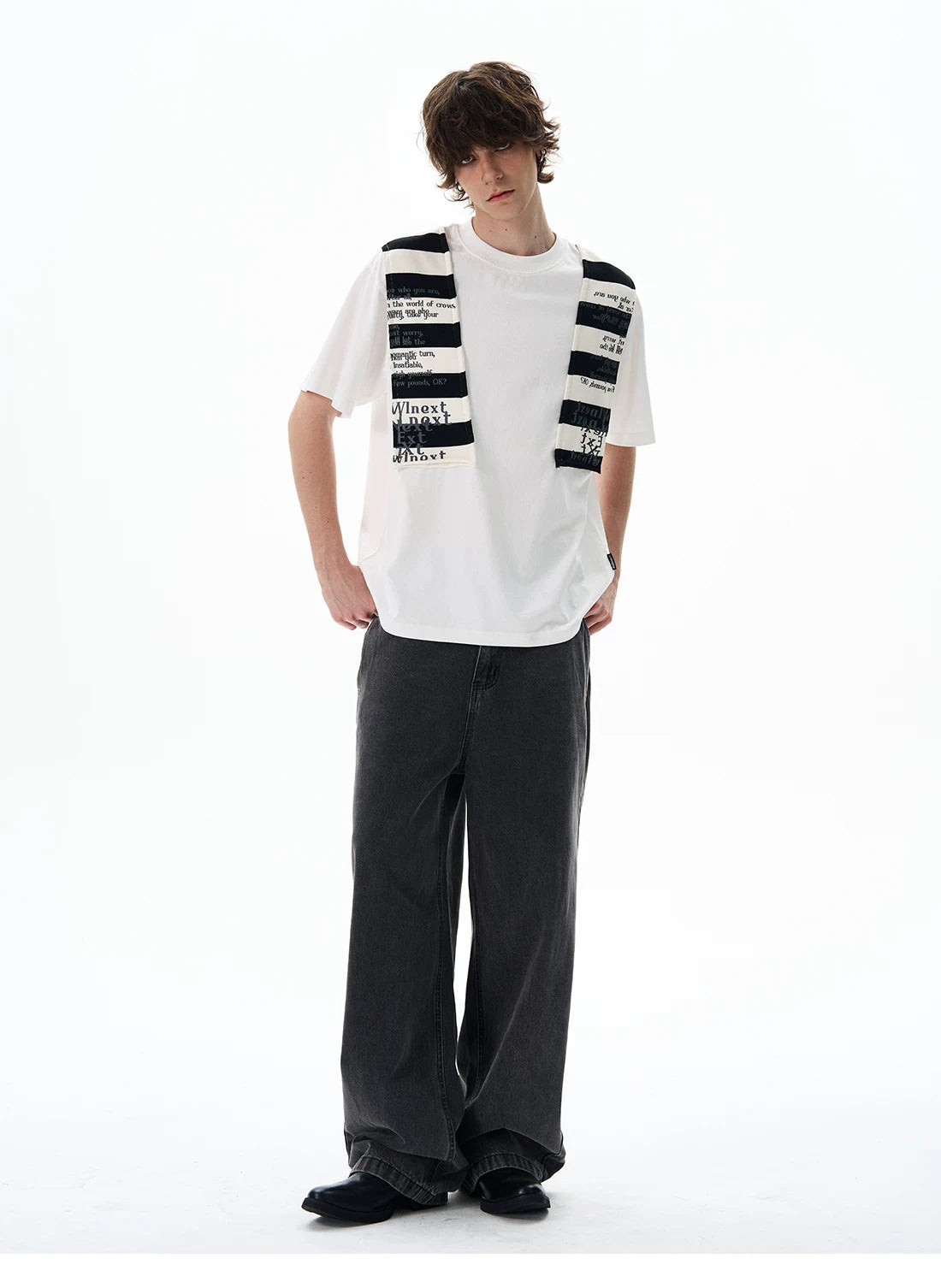 Graphic Knit-Panel Short-Sleeve T-Shirt