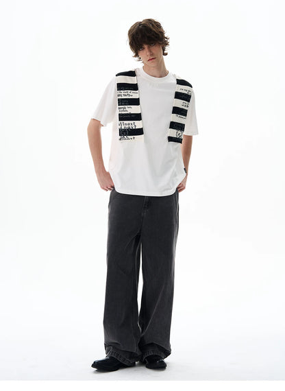 Graphic Knit-Panel Short-Sleeve T-Shirt