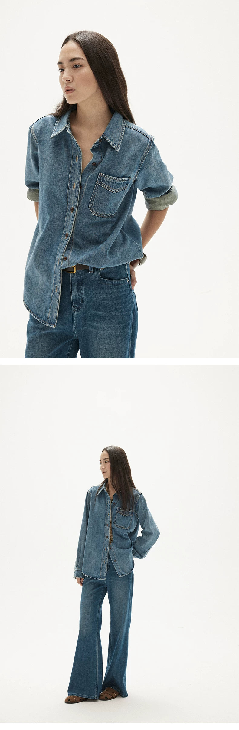 MOOFEEL Vintage Denim Shirt - 360 view 1