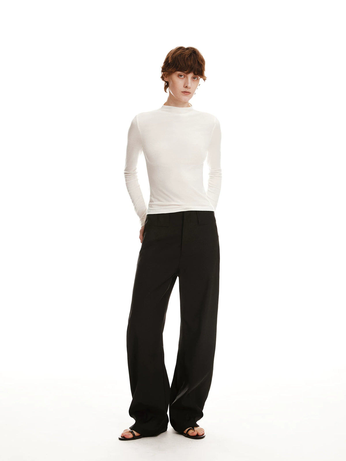 Open-Back Cowl Neck Lyocell-Wool Top - 360 view 5
