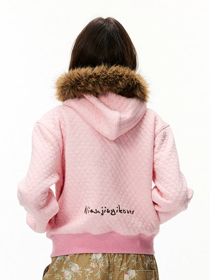 Tiger Embroidered Quilted Hooded Jacket