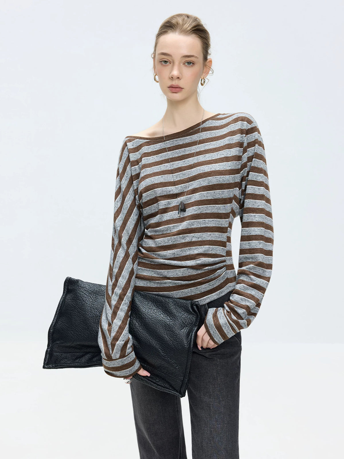Asymmetric Striped Knit Top