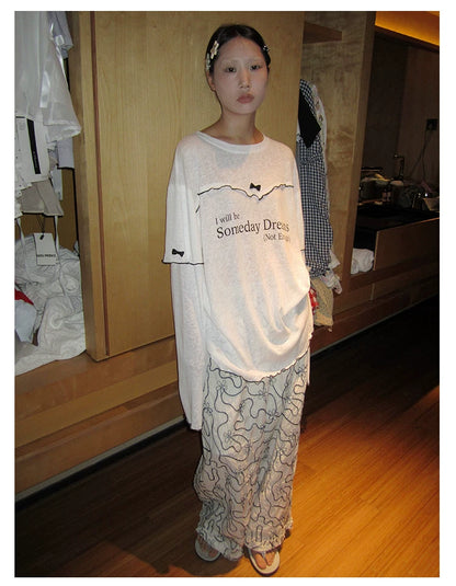 Bow Panel Faux-Layer Long-Sleeve Tee