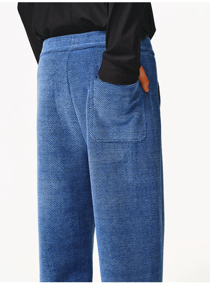 Close-up of the waffle-knit pants waistband