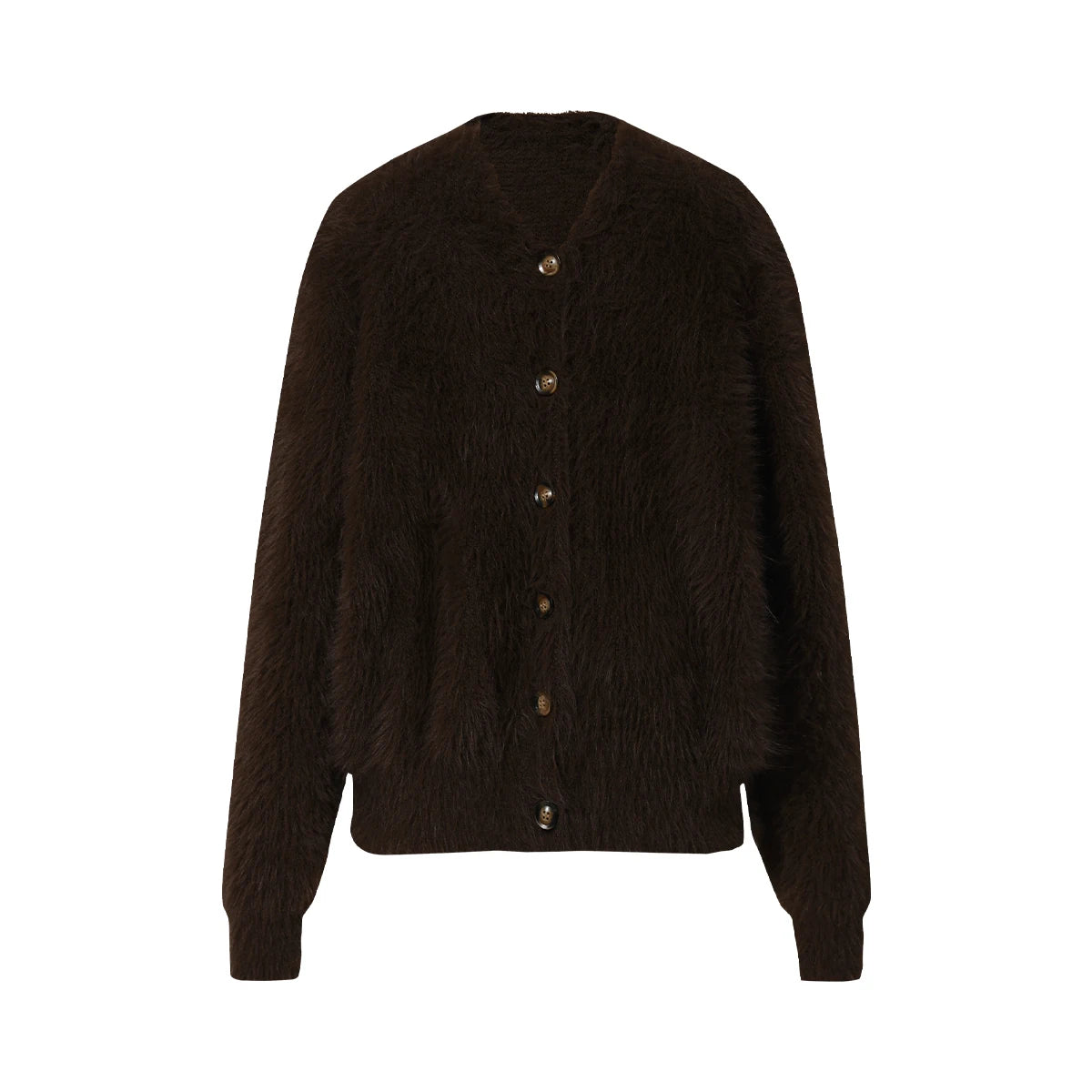 Faux Mink V-Neck Unisex Cardigan