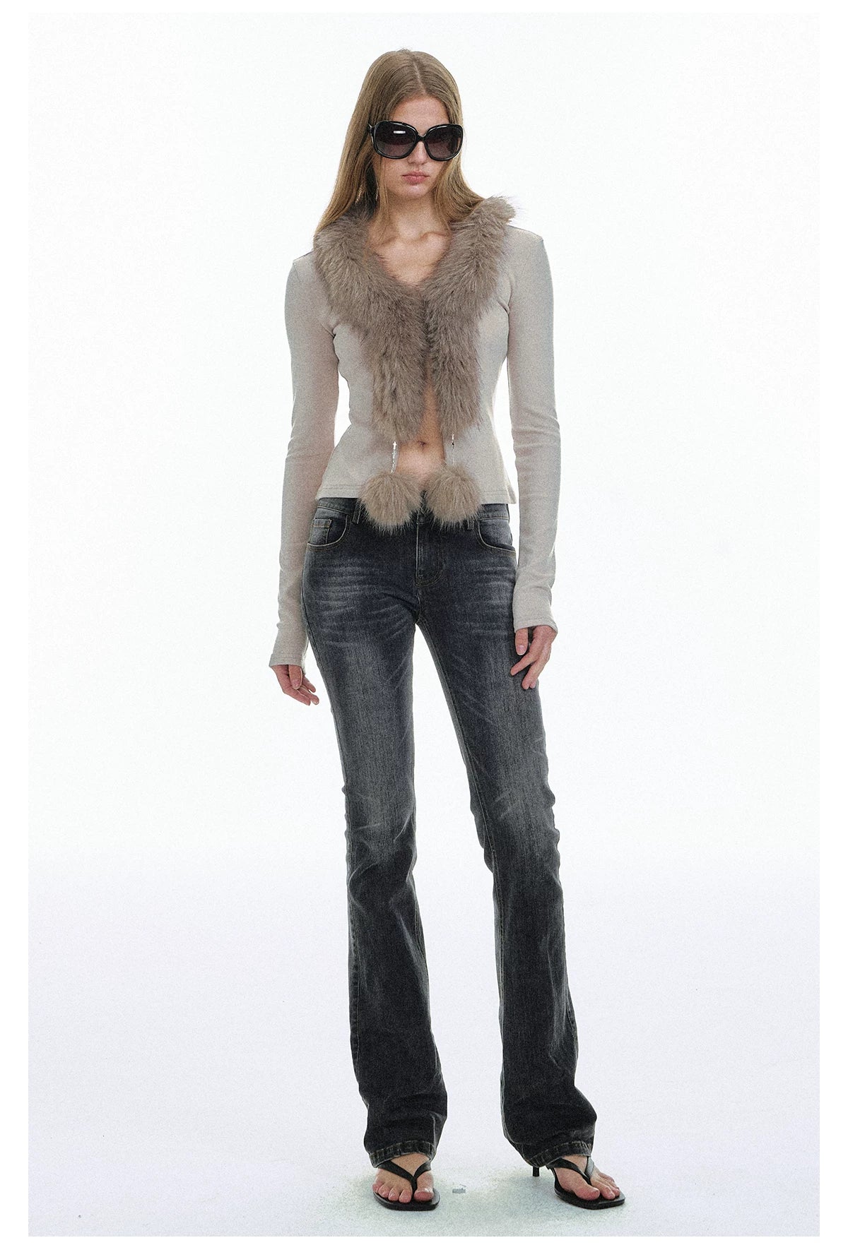 Faux-Fur Trim Knit Cardigan - 360 view 2