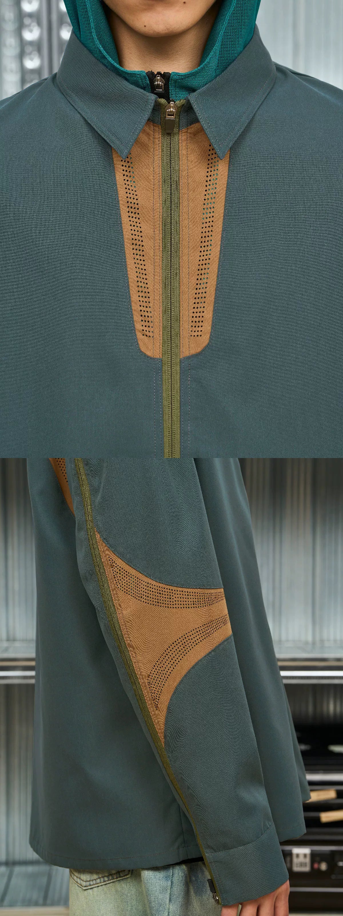7440 37 1 Laser-Cut Zip-Up Shirt Jacket - 360 view 6