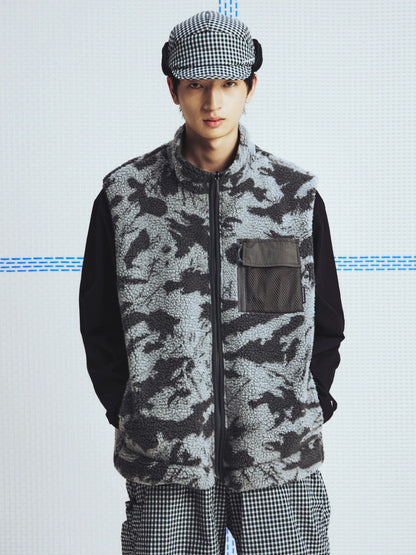 Reversible Camo and Leopard Sherpa Vest - view 1