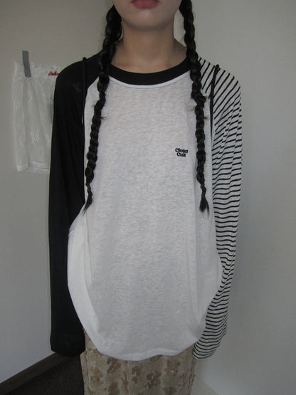 Colorblock-Raglan-Streifen-Langarmshirt