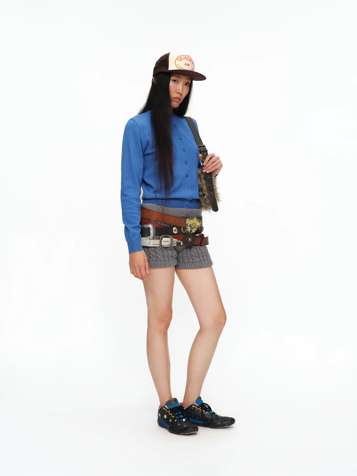 Fine-Knit Crew-Neck Cardigan
