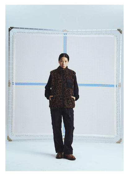 Reversible Camo and Leopard Sherpa Vest - view 12