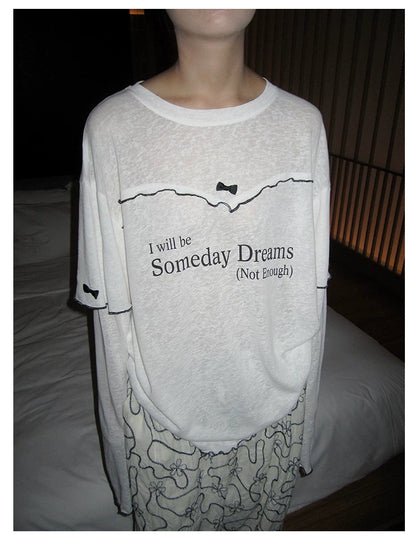 Bow Panel Faux-Layer Long-Sleeve Tee