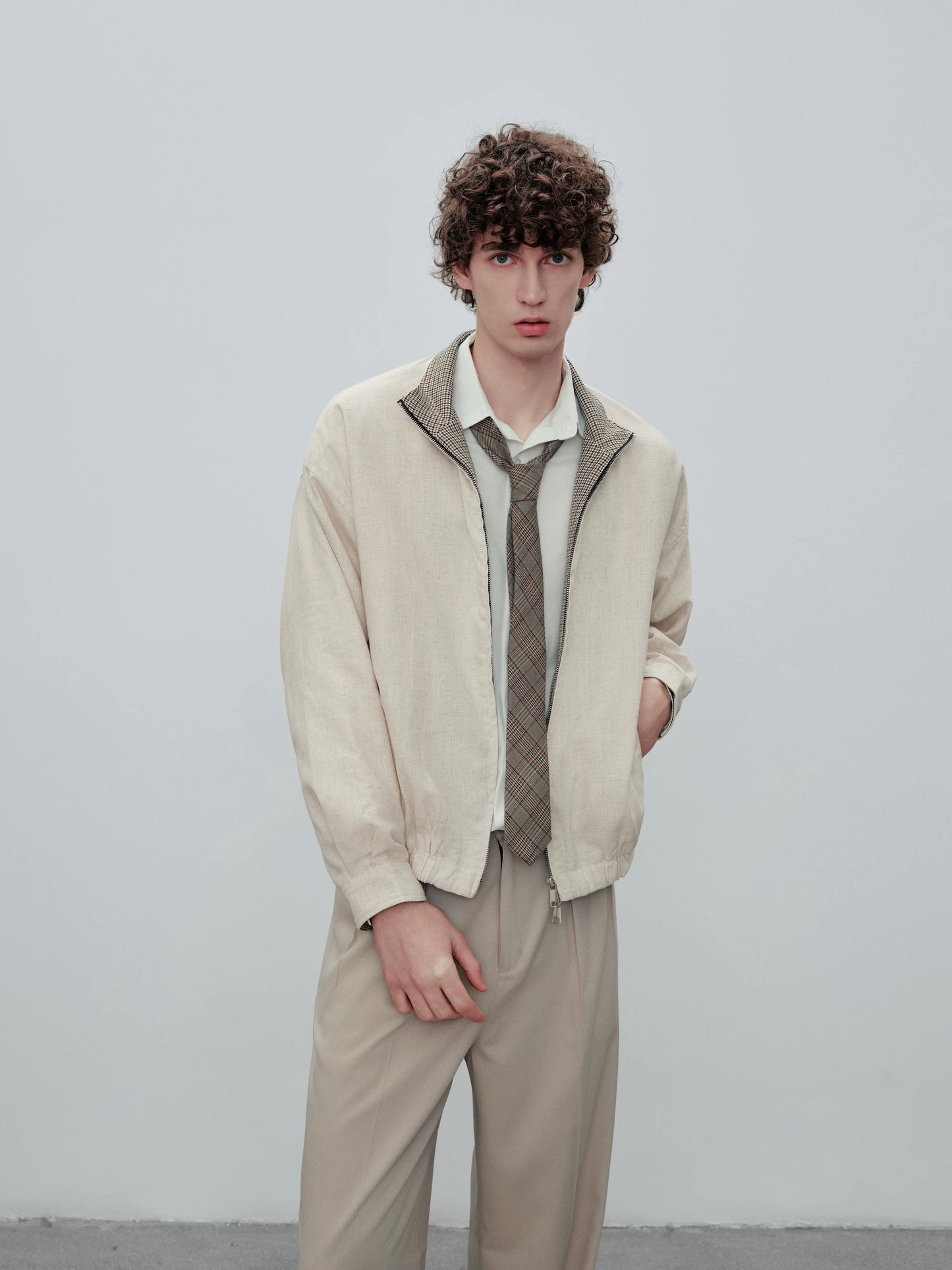 Heritage Linen-Blend Stand Collar Jacket
