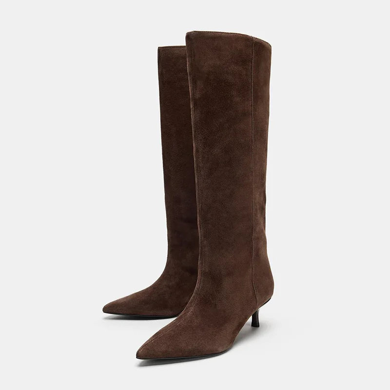 Women's Pointed Toe Stiletto Wide-Calf Knee-High Boots
