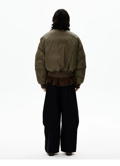 Khaki relaxed bomber jacket, back view