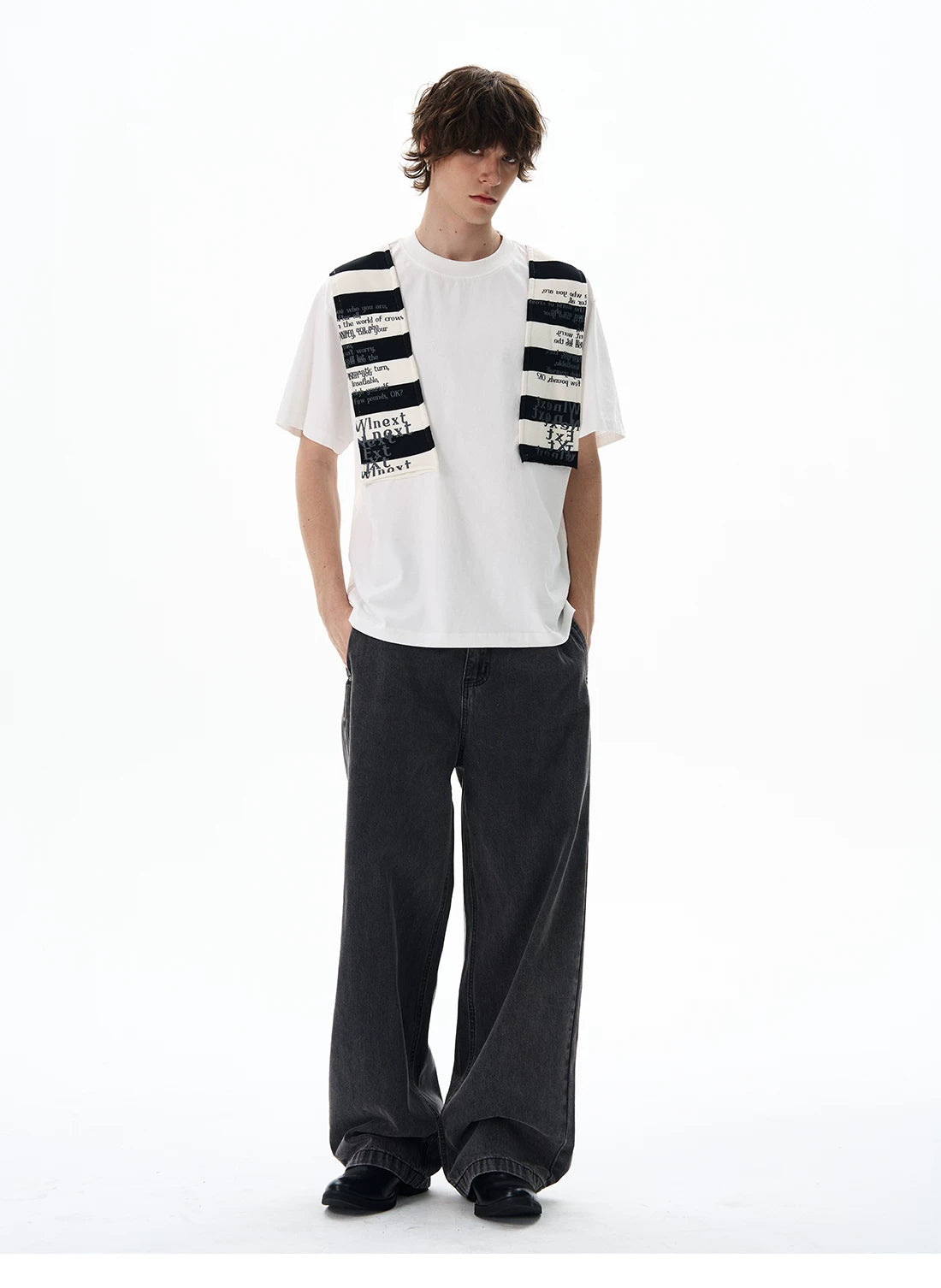 Graphic Knit-Panel Short-Sleeve T-Shirt