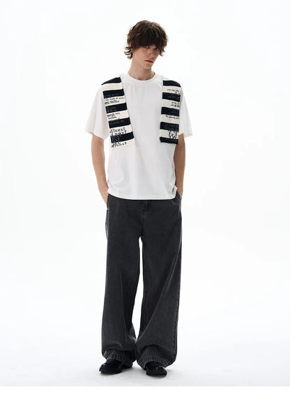 Graphic Knit-Panel Short-Sleeve T-Shirt