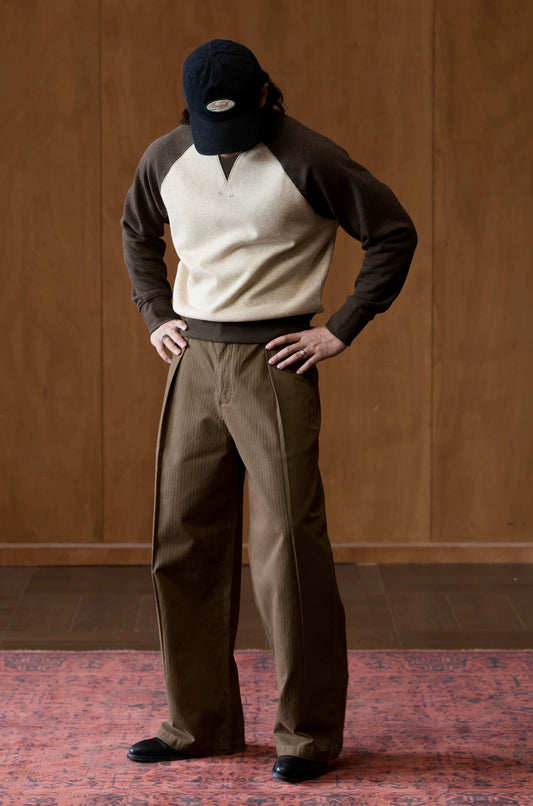 Colorblock Raglan Sweatshirt in apricot and brown