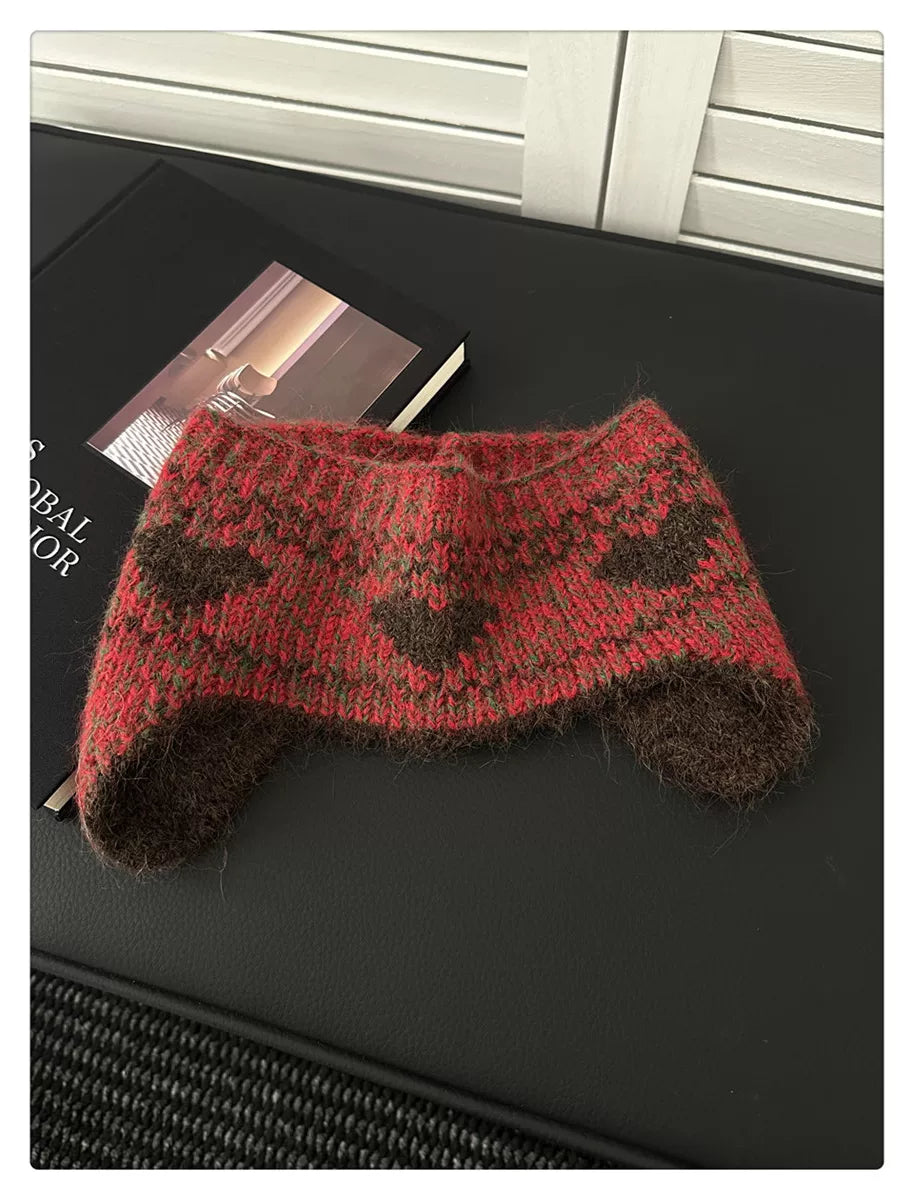 Heart Pattern Knit Earflap Headband product photo
