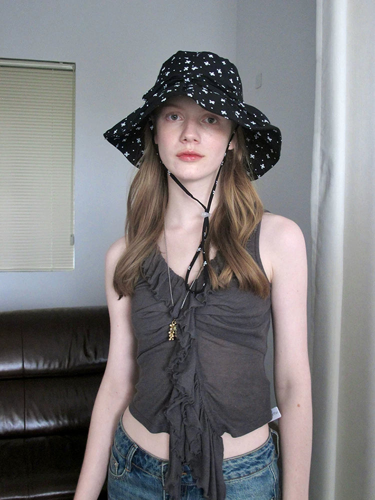 Women's Cute Bow Wide Brim Sun Hat, UV Protection Summer Bucket Hat, Face-Slimming Oversized Panama Hat