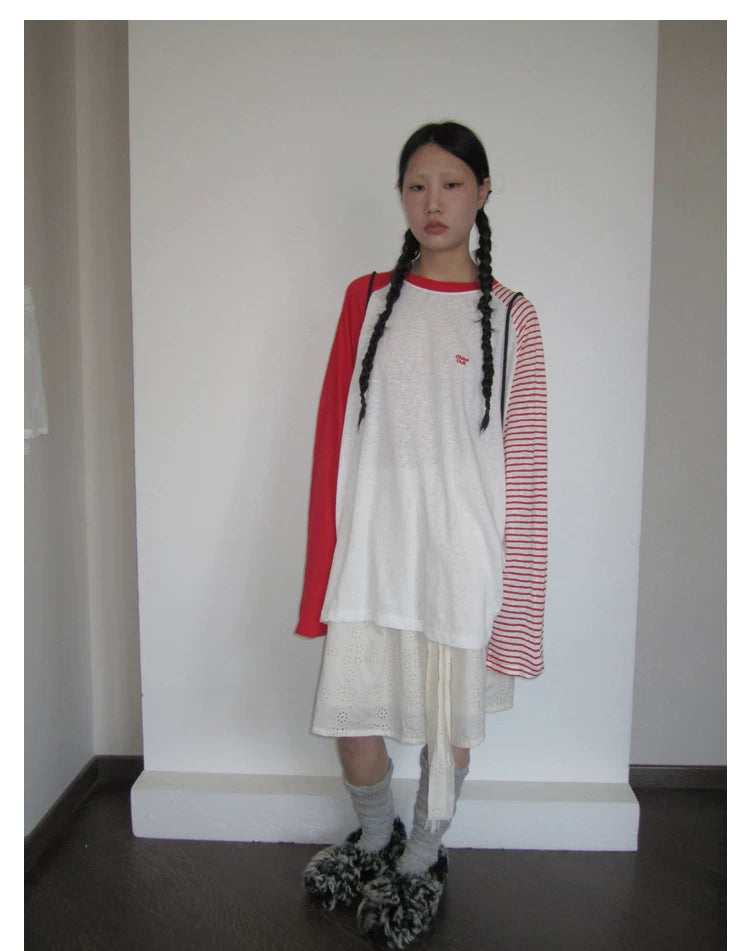 Colorblock-Raglan-Streifen-Langarmshirt
