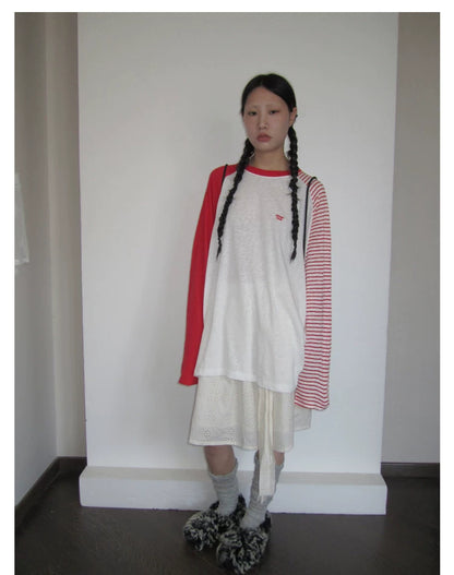 Colorblock-Raglan-Streifen-Langarmshirt