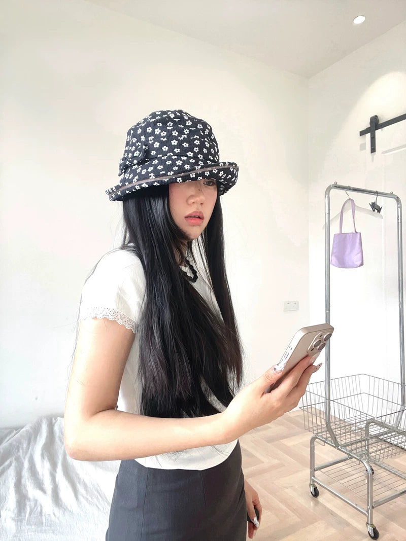 Women’s Floral Bucket Hat, Breathable Sun Protection Wide Brim Sun Hat for Summer Outdoor Travel